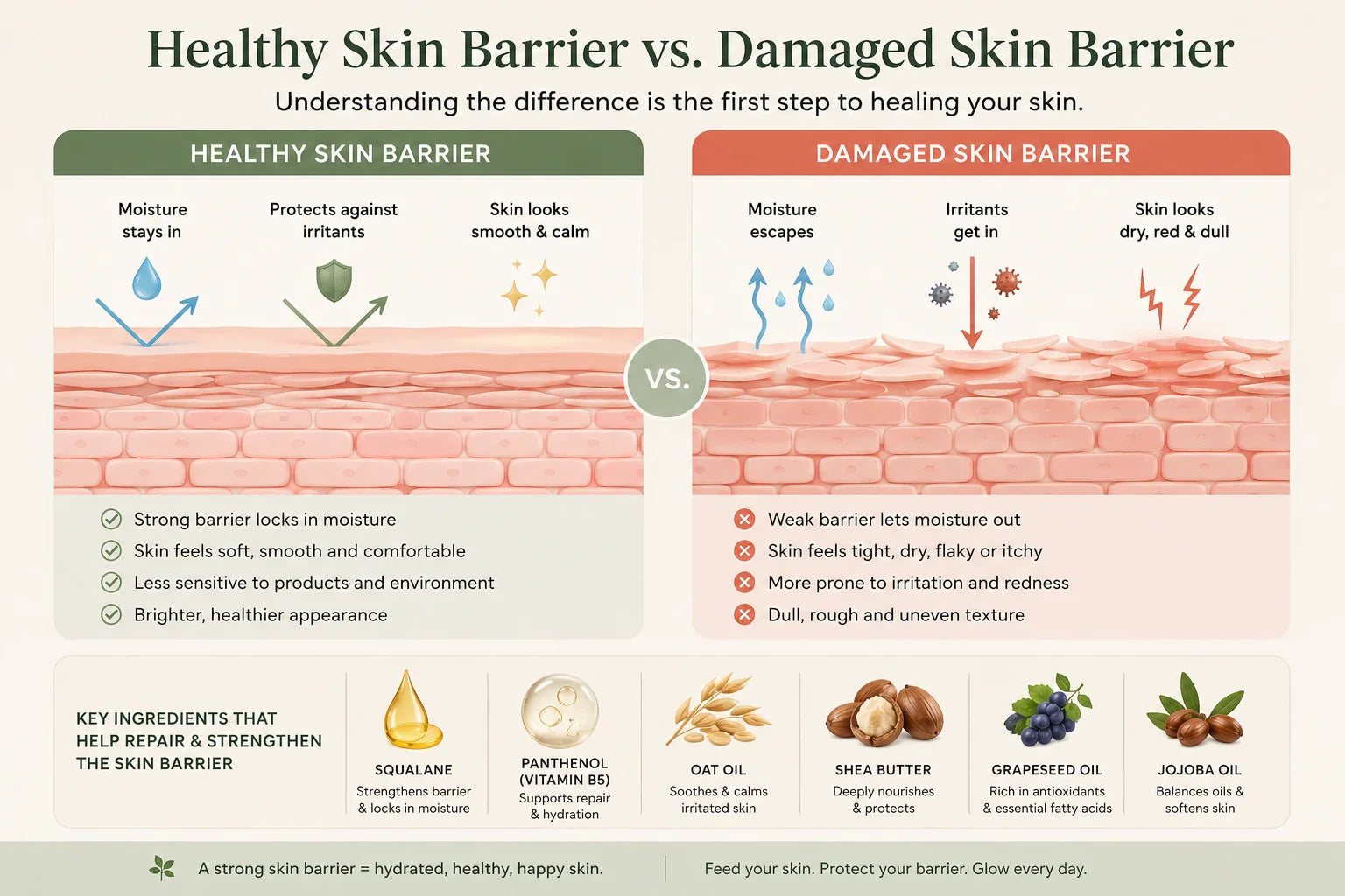 Healthy Skin vs Damaged Skin